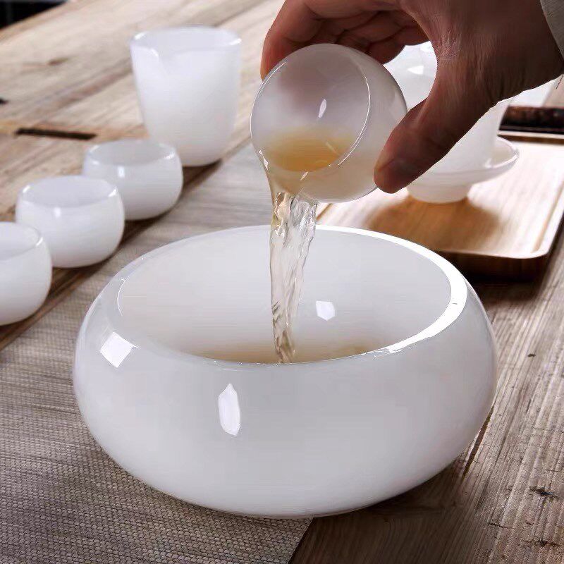 琉璃清香白玉瓷大号茶洗高档水盂零道功夫茶具配件泡茶工具
