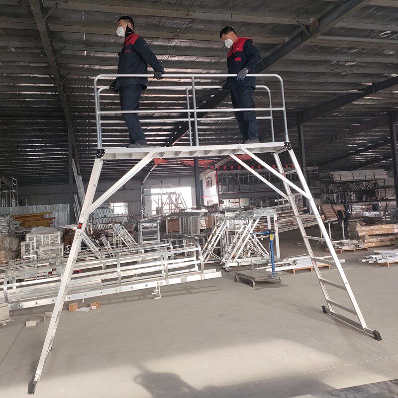 百邦达定制铝合金功夫马凳脚手架安全围栏折叠工作梯扶手梯平台梯