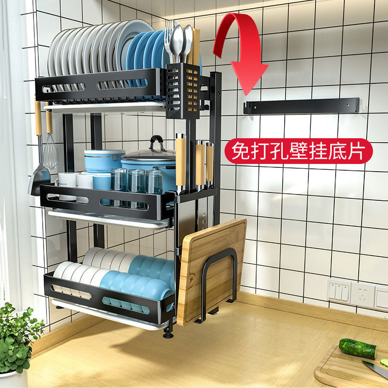 不锈钢厨房壁挂可折叠碗架沥水架晾放碗筷台面家用品收纳盒置物架