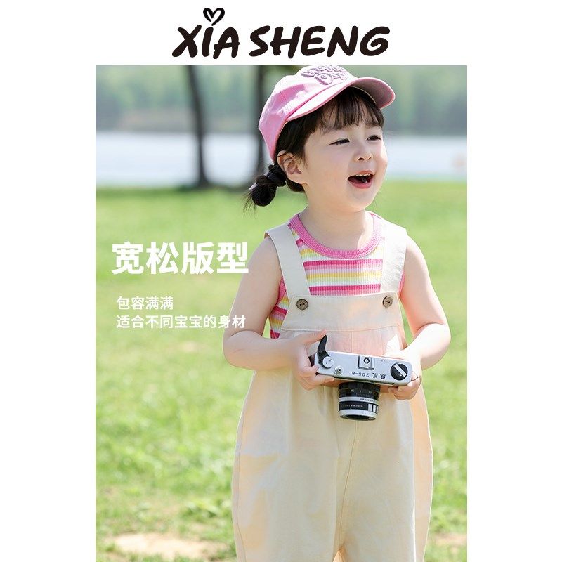 夏生 0感背带裤男女童轻薄宽松短裤宝宝纯棉休闲裤子儿童夏装新款