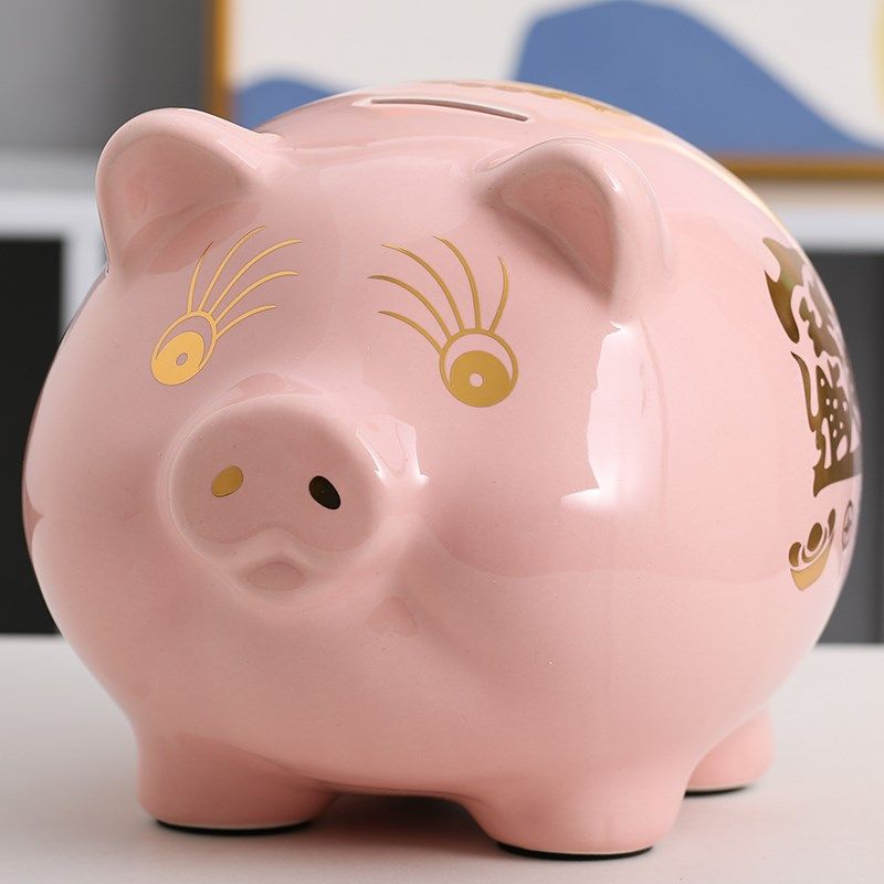 新款陶瓷金猪扑满存钱罐创意儿童储蓄罐卡通储钱罐大容量只进不出