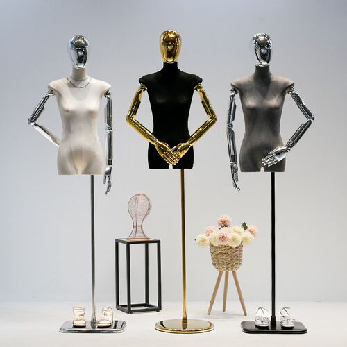 扁身麂皮绒模特道具女服装店平胸女装店橱窗衣服模特展示架半全身