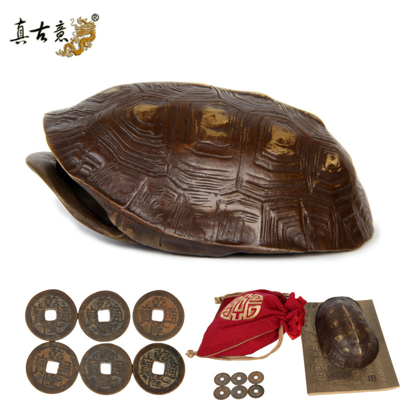 真古意 纯铜乌龟壳摆件文玩手把件铜龟壳六爻工具器具随身工艺品