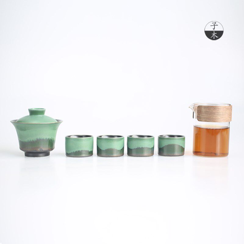 子木青山系列功夫茶具套装景德镇陶瓷中式客厅泡茶壶会客专用茶具