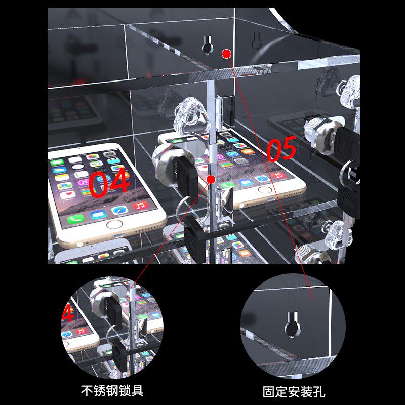 钢虎办公室透明亚克力手机存放柜存放箱车间员工保管储存柜存放盒