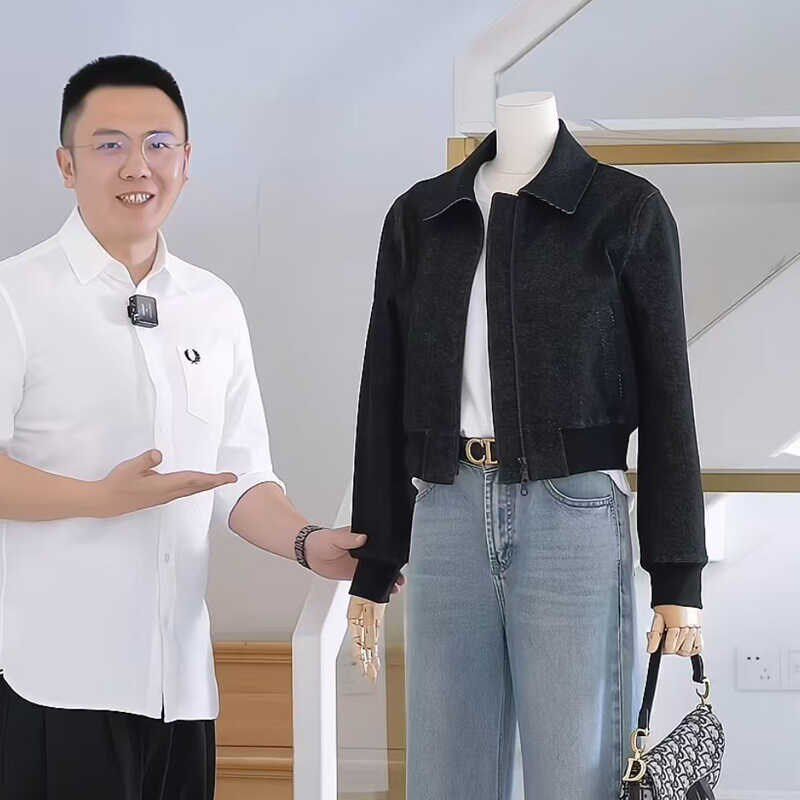 杰唯卡 简约复古风短款牛仔外套女2025春季新款休闲宽松长袖夹克
