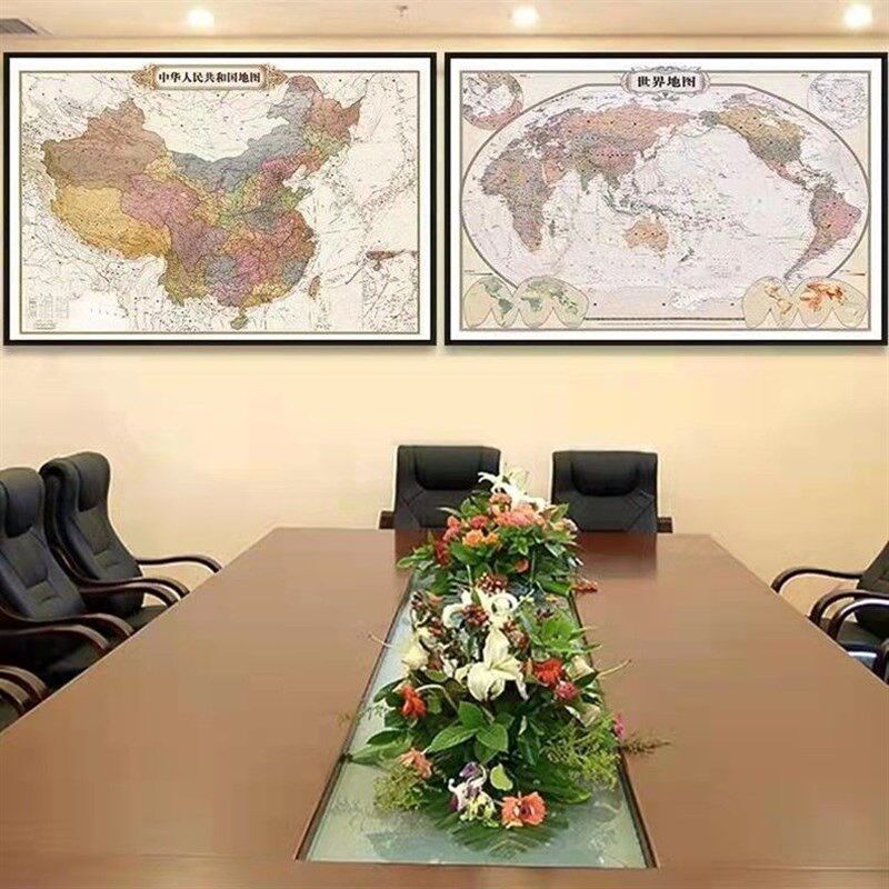 可标记磁吸插旗扎钉打卡地图中国世界省份高清地图带框装裱装饰画