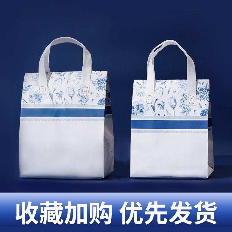 国风铝箔无纺布保温外卖打包袋手提礼品单双四杯奶茶甜品中餐定制