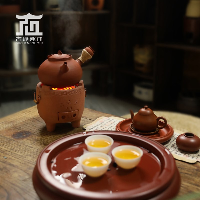 迷你小巧型复古电陶热丝功夫茶红泥炉砂铫陶壶家用套装烧水煮茶炉