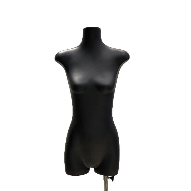 服装店黑色烤漆扁身平胸无手女半身皮革婚纱橱窗模特假人台展示架