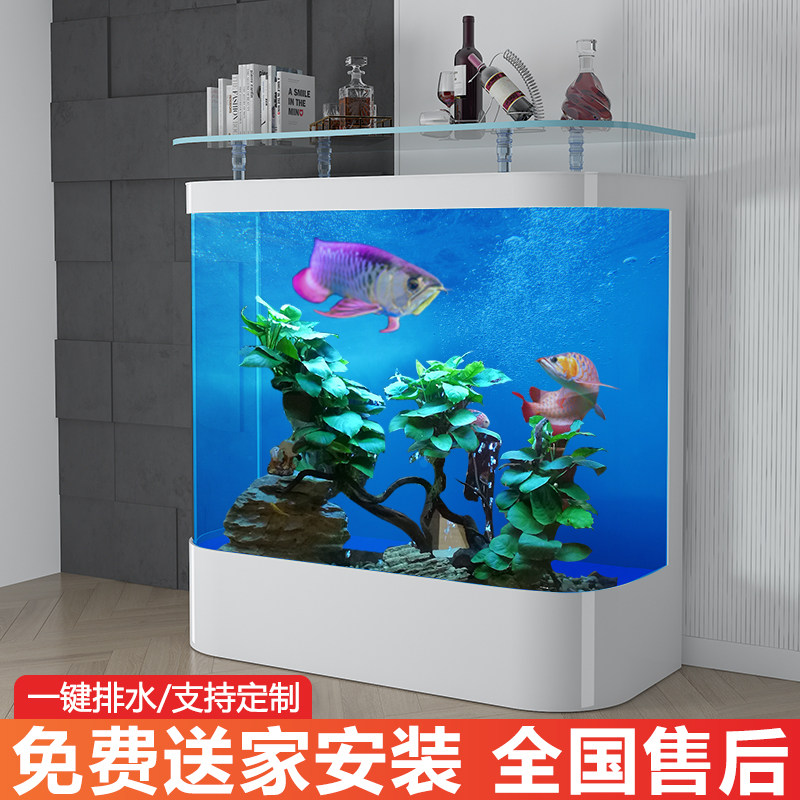 圆形鱼缸客厅小型落地家用大型欧式鱼缸玻璃免换水生态金鱼乌龟缸