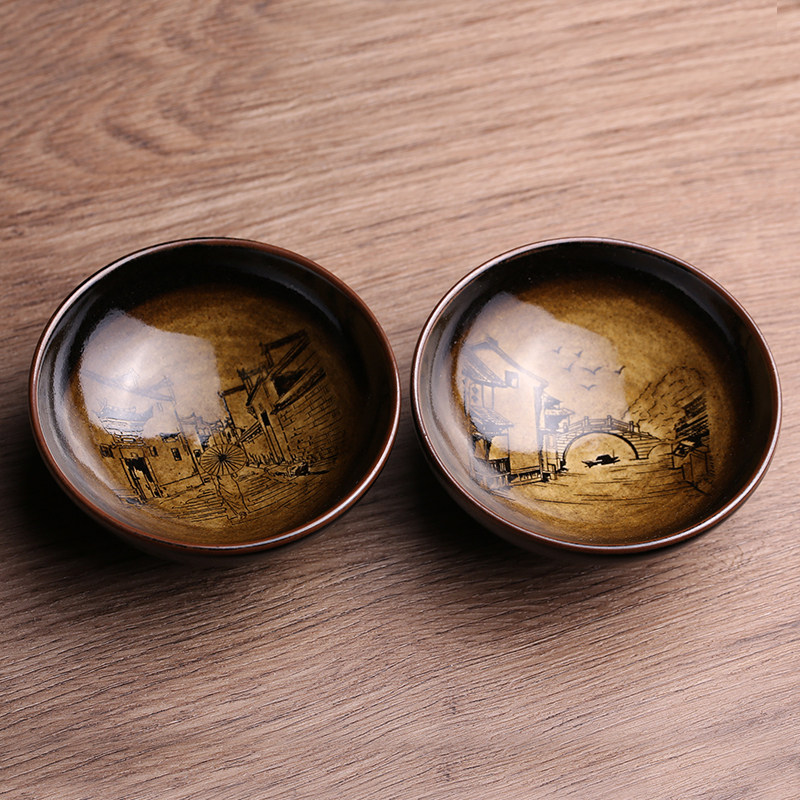 大师黄少河江南水乡建盏主人杯茶杯茶盏全手工天目曜变茶器茶具