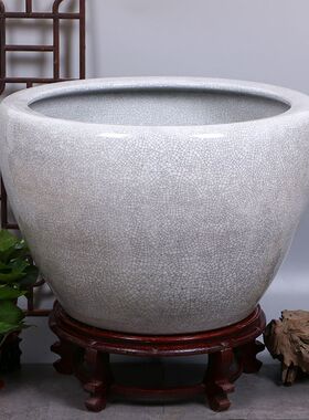 景德镇陶瓷裂纹釉鱼缸开片养金鱼缸乌龟缸睡莲盆荷花缸碗莲缸大号