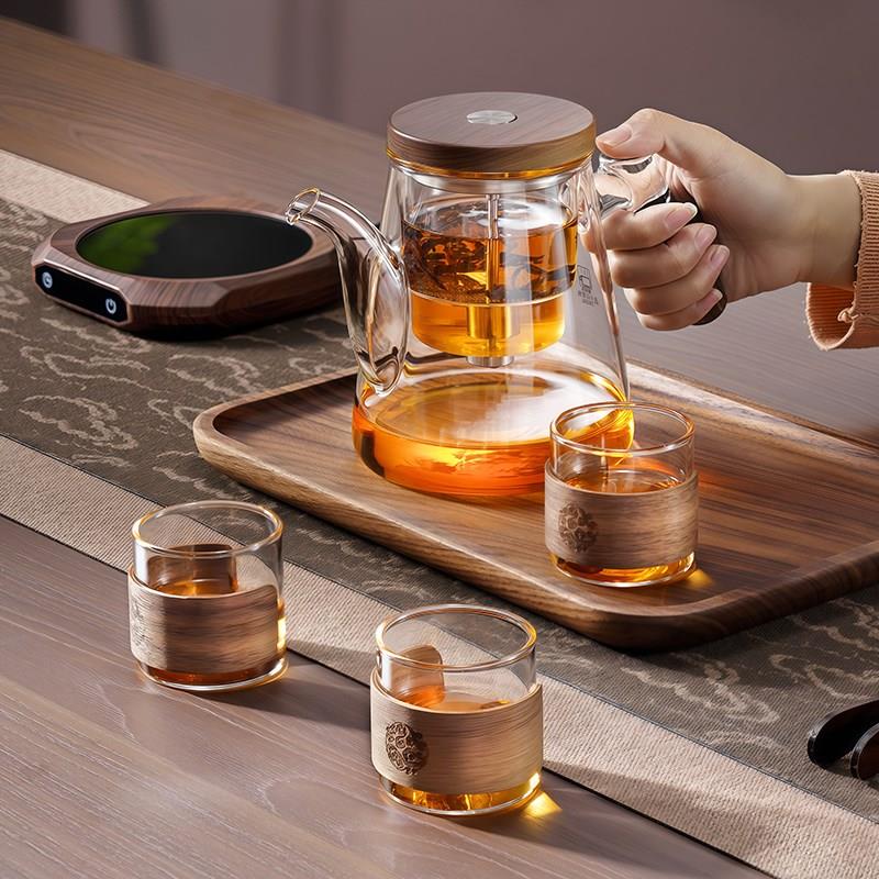 飘逸杯泡茶壶高端一键过滤茶水分离按压2025新款玻璃茶具家用套装