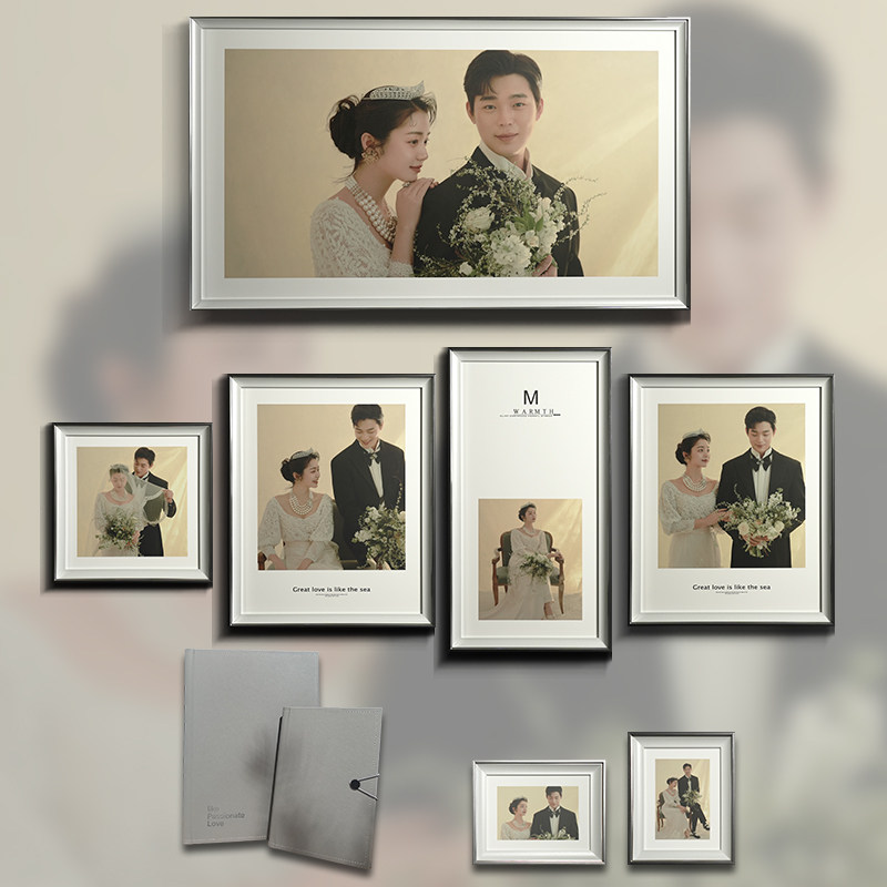 婚纱照相框相册套系制作高端影楼结婚照片墙定制床头放大组合挂墙