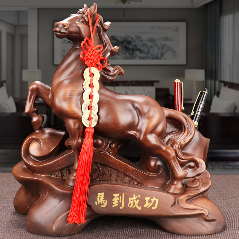 笔筒摆件马到成功老板办公室桌面高档商务礼品 教师节送老师礼物