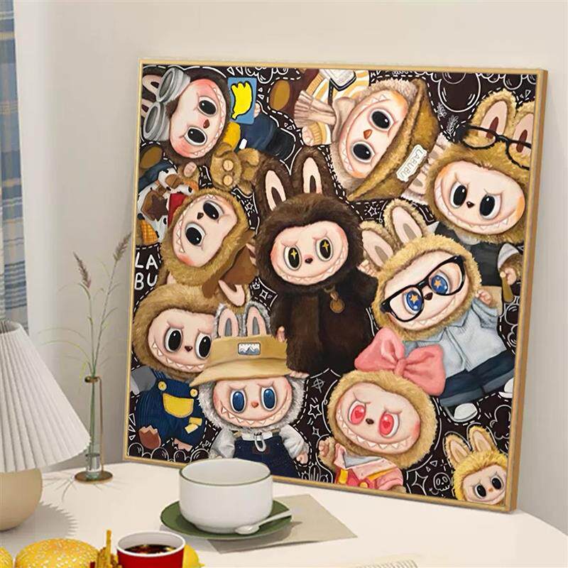 diy拉布布钻石贴画新款儿童手工点粘钻画卡通动漫印花满绣十字绣