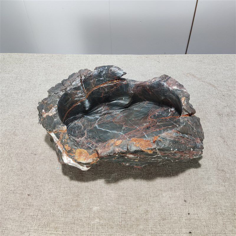 天然灵璧石原石花盆鱼缸烟灰缸砚台石盆摆件精品纯天然清仓客厅