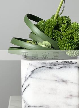 新中式简约大理石仿真花艺样板房客厅售楼处小型花艺桌面植物盆景