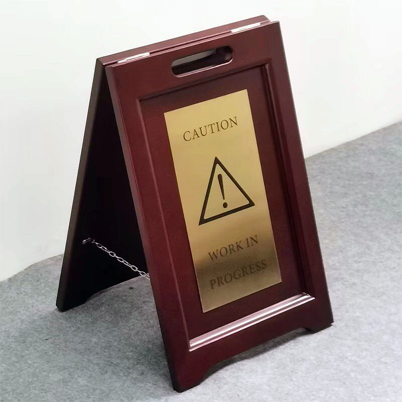 不锈钢折叠式警示牌小心地滑人字告示牌当心滑跌A字牌提示指示牌