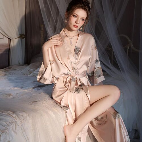 缎面睡袍女款春秋季2025新款长款丝绸睡衣女士高级感冰丝晨袍浴袍