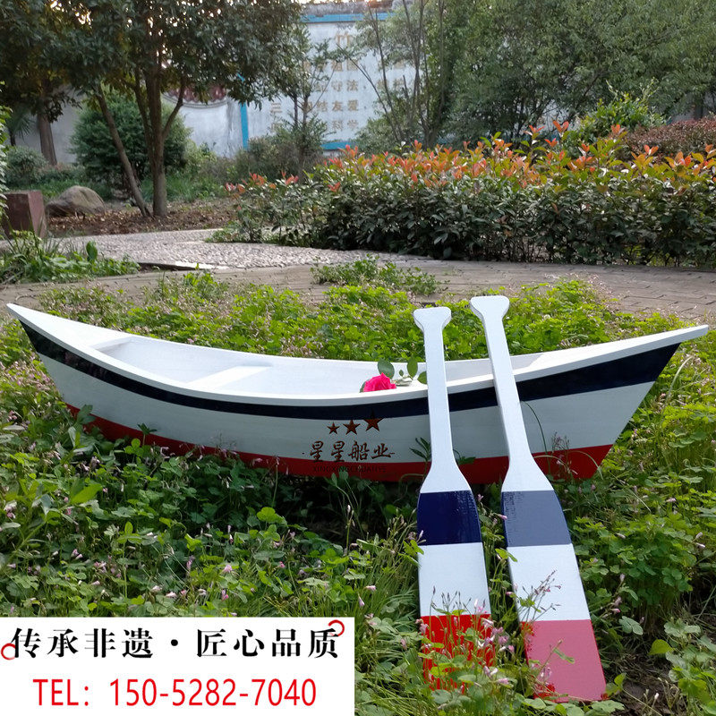 定制欧式木船尖头船拍照景观装饰船水上旅游观光船摆件小木船怀旧
