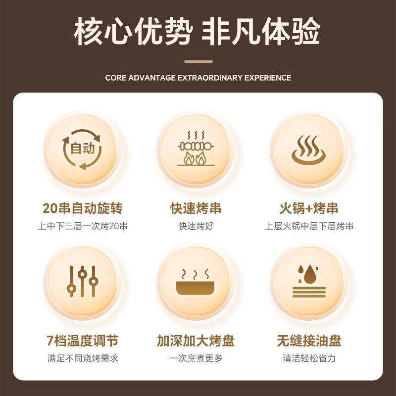 乐串烧烤机电烤全自动电烤炉家用旋转烧烤炉盘烤串机无烟2025新款