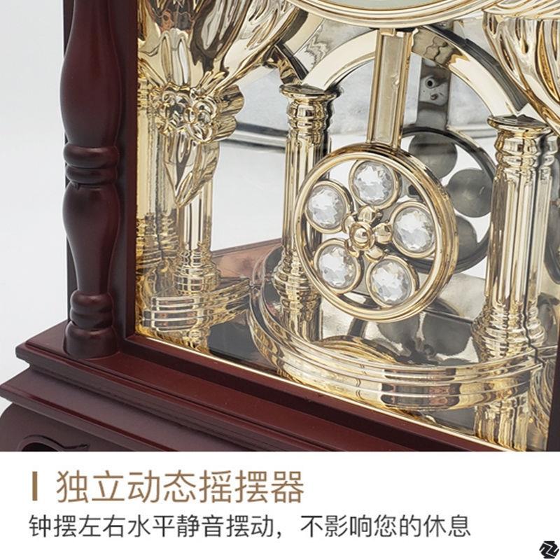 老式风水座钟客厅创意欧式复古台钟静音新中式整点报时桌面摇摆钟
