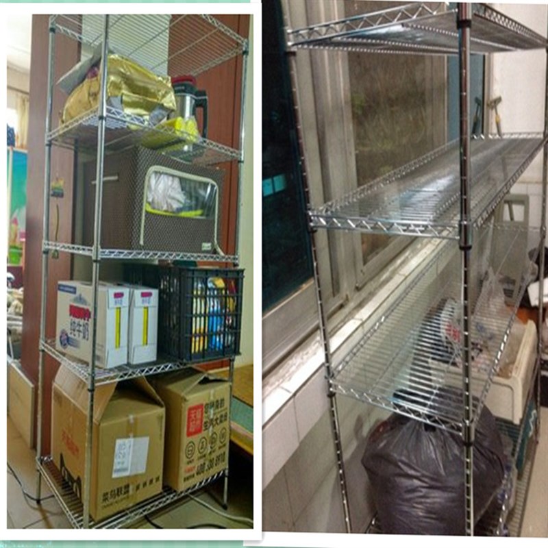 不锈钢色厨房置物架落地多层杂物架收纳架整理架金属五层阳台架子