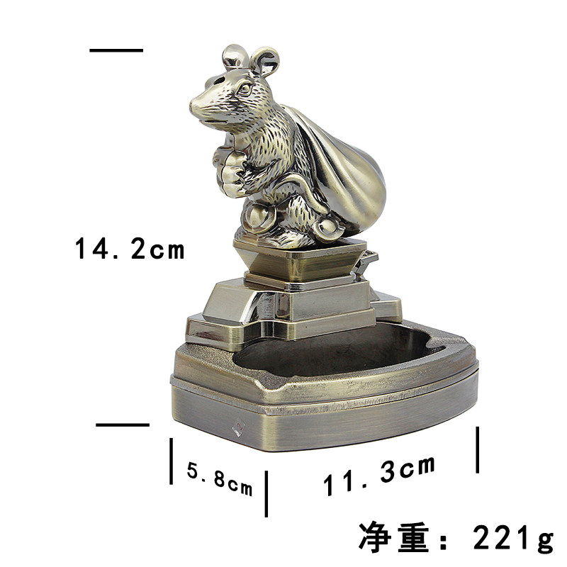 十二生肖造型台式摆件多功能烟灰缸火机创意动物烟缸新年礼物