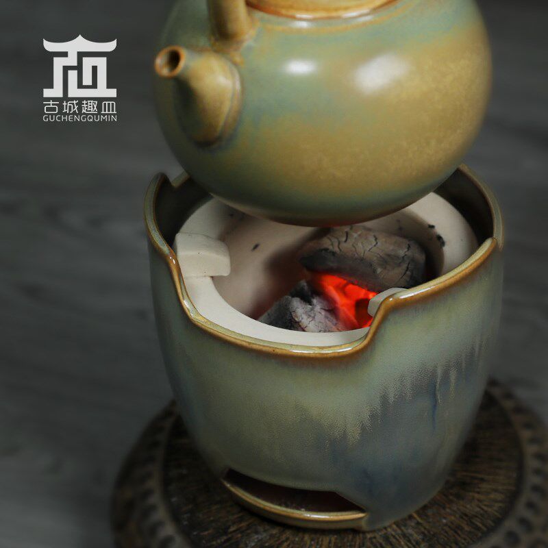 电陶木炭两用粗陶窑变多功能明火炉烧水煮茶防水静音茶炉家用小型