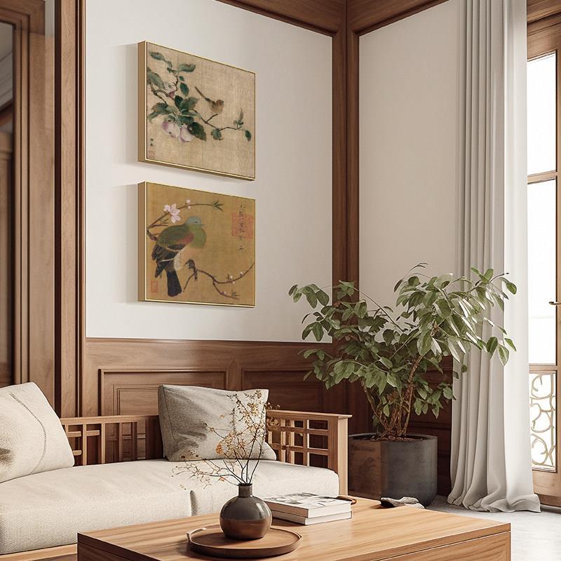 新中式花鸟画茶室装饰画书房国画客厅背景墙挂画古画玄关餐厅壁画