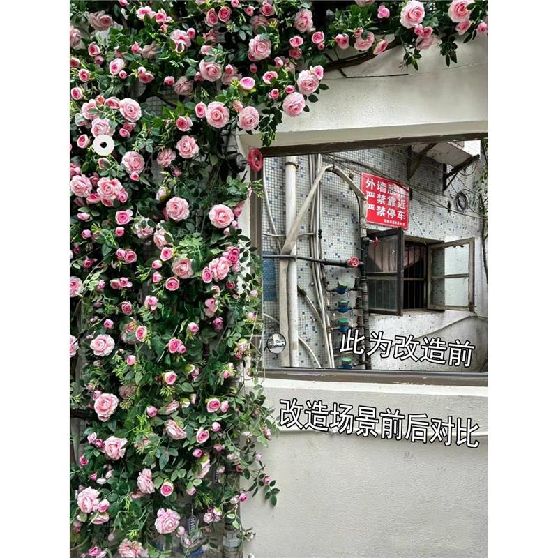 玫瑰网红瀑布打卡花墙仿真假花商场花店引流美陈布置莫奈玫瑰花