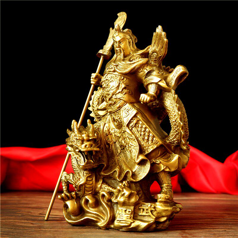 纯铜招财关公财神铜像摆件佛像大刀关羽关二爷武财神风水工艺品