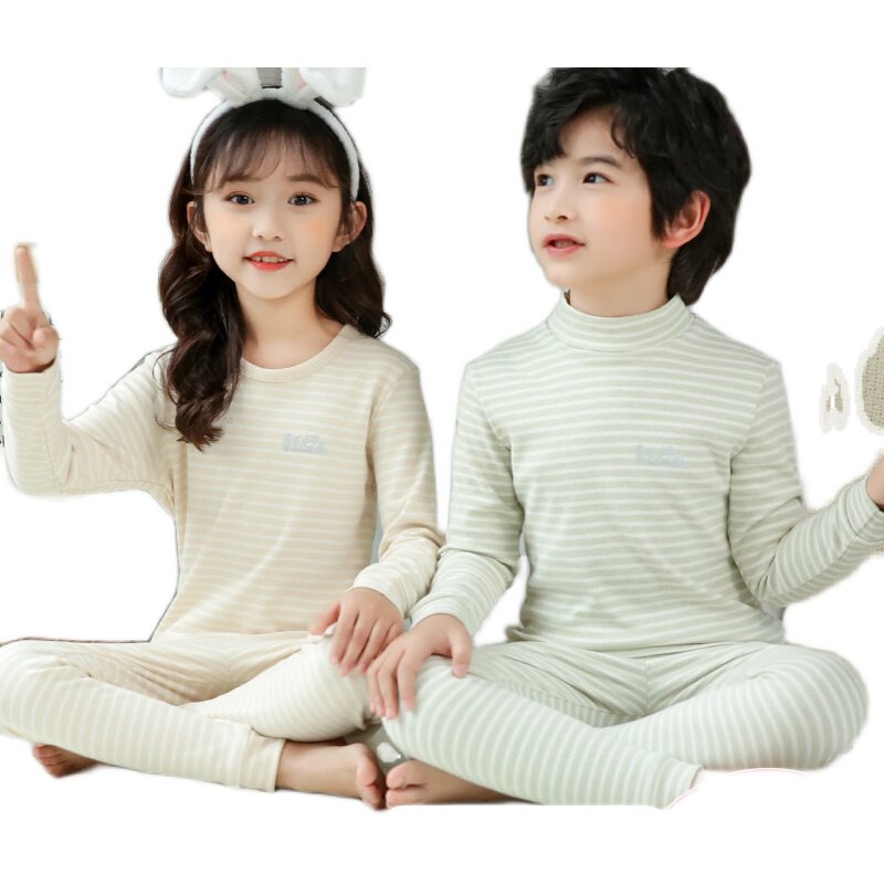 全棉儿童秋衣秋裤套装 男童女童内衣纯棉中大童半高领宝宝小女孩