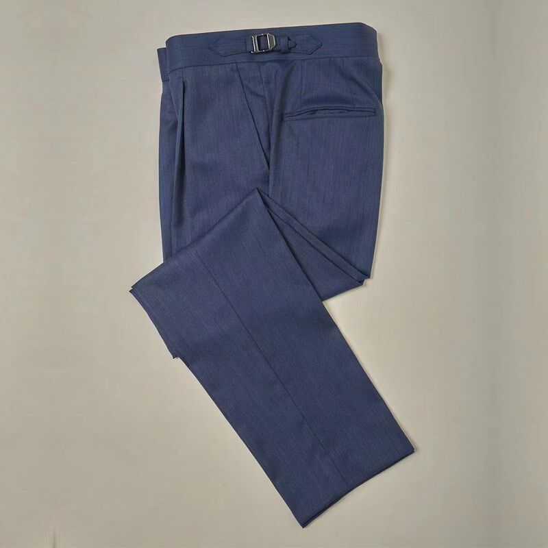 深圳定制西裤那不勒斯男西装裤意式高腰双扣廓尔喀修身款高档裤子