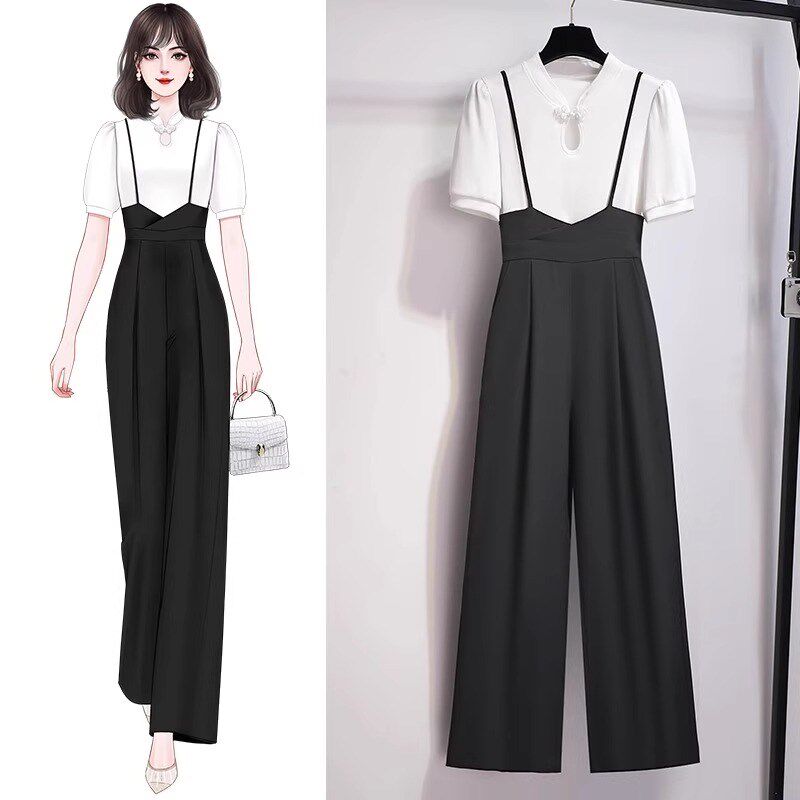 春秋背带裤女新款裤子高级感显瘦高腰垂坠感直筒西装裤吊带连体裤