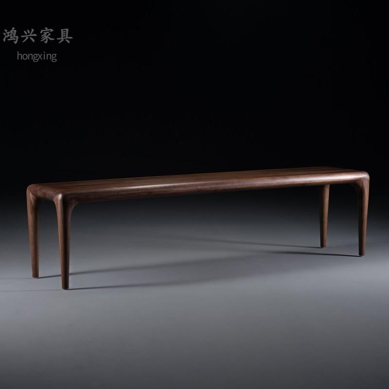 北美黑胡桃木长凳餐桌凳子新中式家用长板凳实木换鞋凳长条凳餐凳