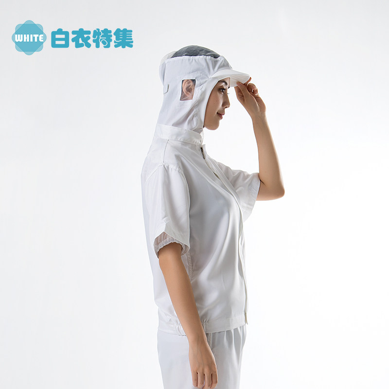 新品食品厂工作服夏季短袖套装透气男女款生产加工厂车间厂服白色