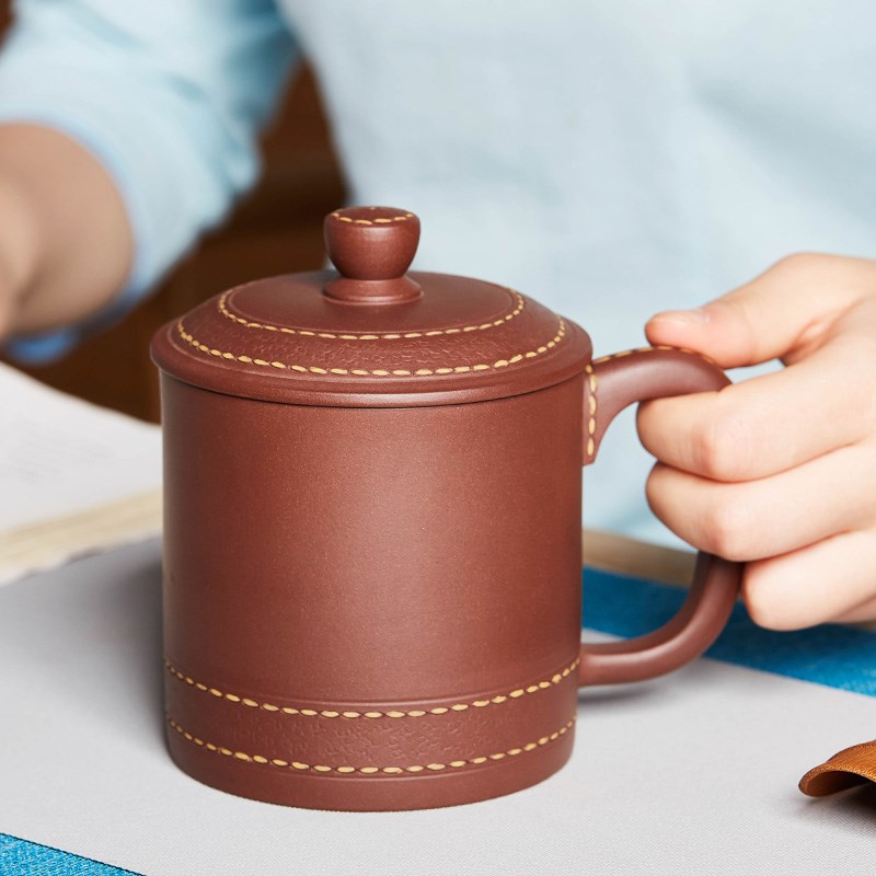 宜兴紫砂杯纯全手工泡茶杯男女办公杯大容量陶瓷杯子茶具带把盖杯