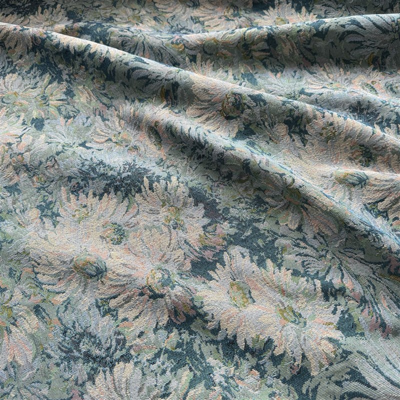 一米价 莫奈油画风提花布设计师面料箱包服装布DIY沙发抱枕靠垫布