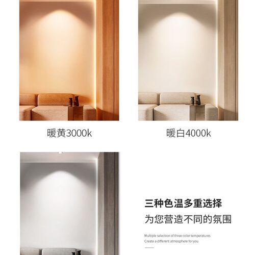 COB牛眼洞灯嵌入式9.5开孔11cm大功率聚光灯3500K 5000K吊顶孔灯