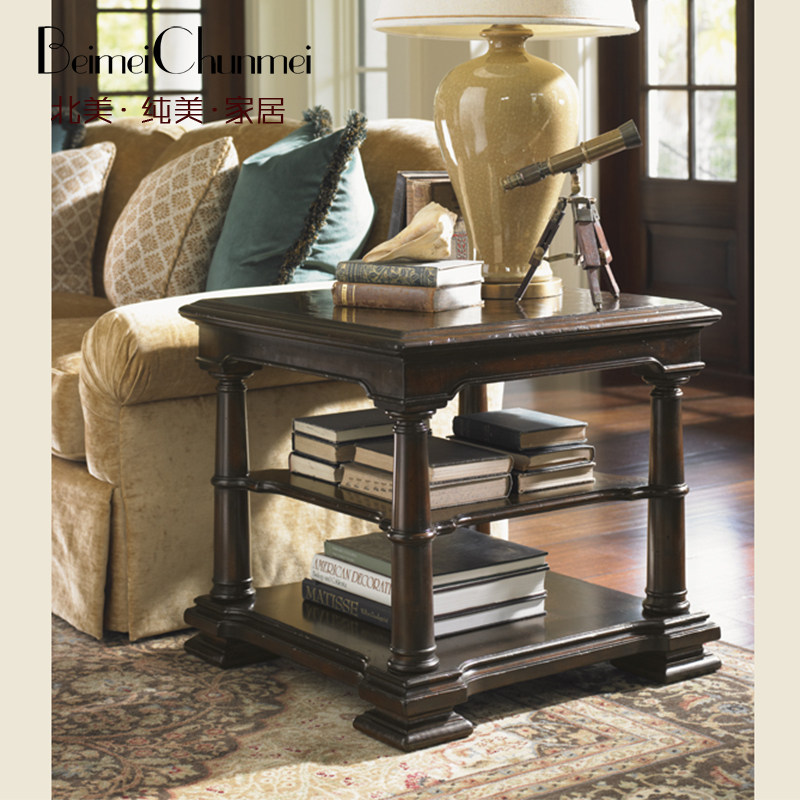 美式沙发边几纯实木三层电话几小放几客厅休闲迷你小茶几转角边柜