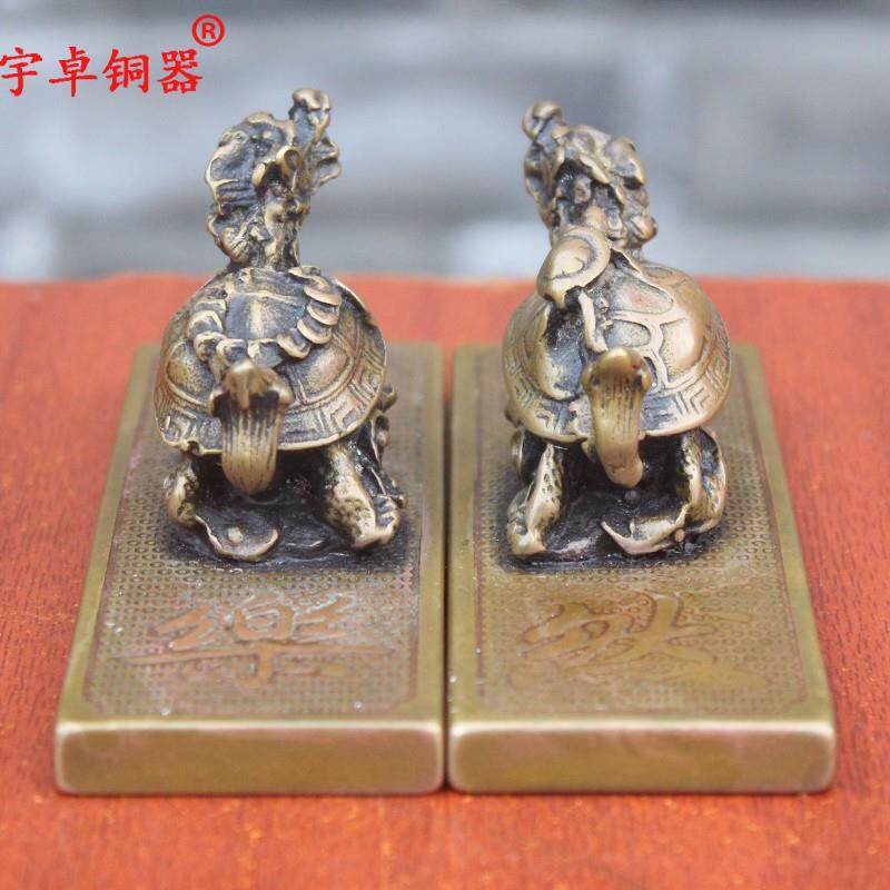 宇卓铜器纯铜镇尺黄铜镇尺龙龟镇尺麒麟镇纸工艺品摆件