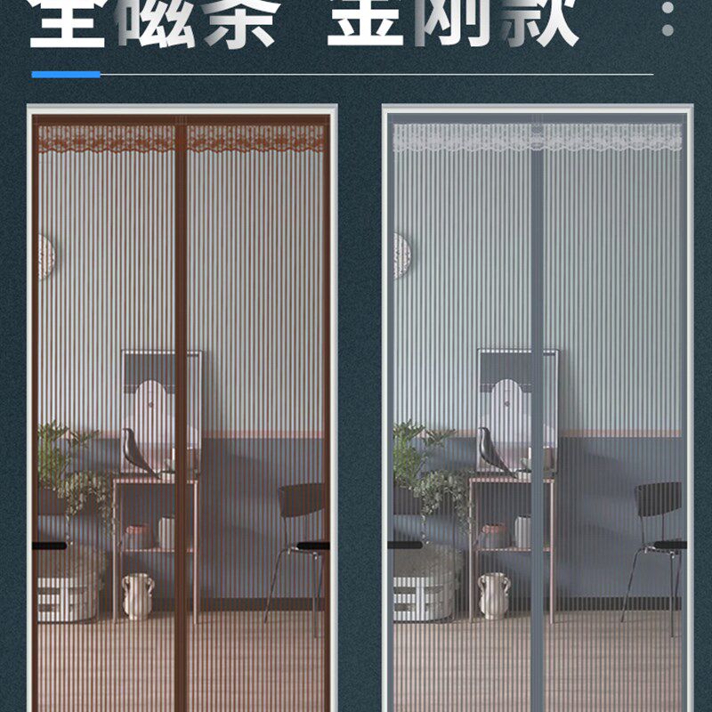 F纱门帘入户门门口防蚊门帘室外定做高档自吸静音窗纱全磁条农村