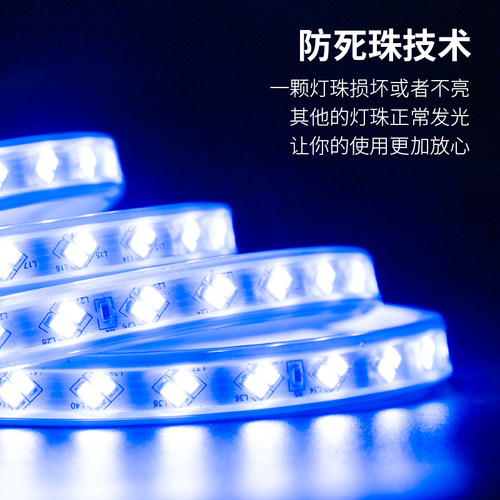 LED蓝光灯带条220V蓝色灯条超高亮天花吊顶KTV招牌灯箱装饰长条灯