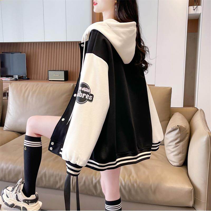 春装拼色棒球服外套女春秋薄款2026新款上衣宽松小个子开衫卫衣潮