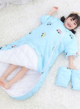 婴儿儿童睡袋小孩中大童女孩男孩宝宝秋冬天防踢被春秋款冬季加厚