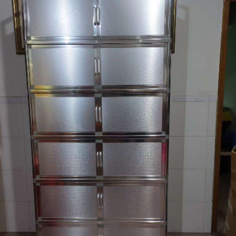 致力新款加厚不锈钢厨房碗橱柜微波炉柜餐边柜铝合金阳台储物柜