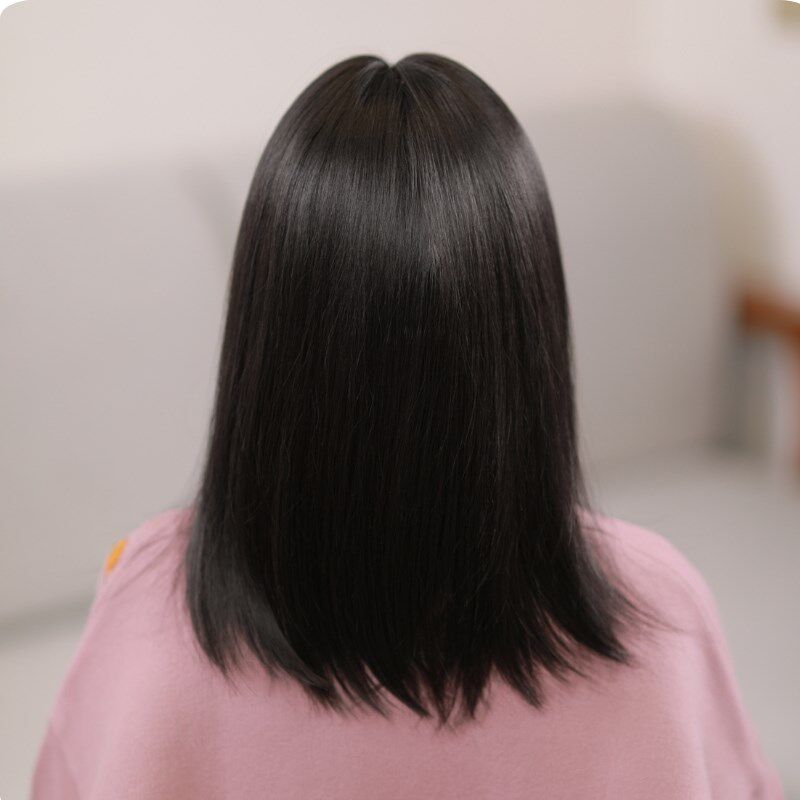 新款假发女长发中老年妈妈款中长发斜刘海真人发丝全头套可扎起来